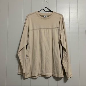 Men’s Beige Columbia Crew Neck Long Sleeve Lightweight Sweatshirt Top